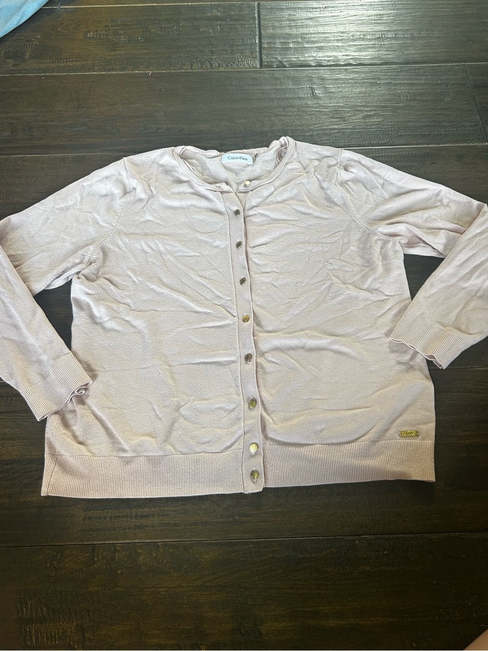Calvin Klein Pale Pink Snap-Front Knit Cardigan